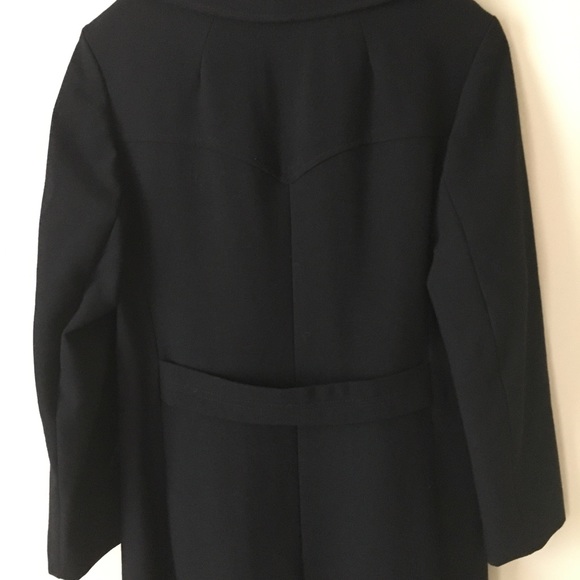 Vtg BlackWool Overcoat Fully Lined Single Breasted - Picture 8 of 9